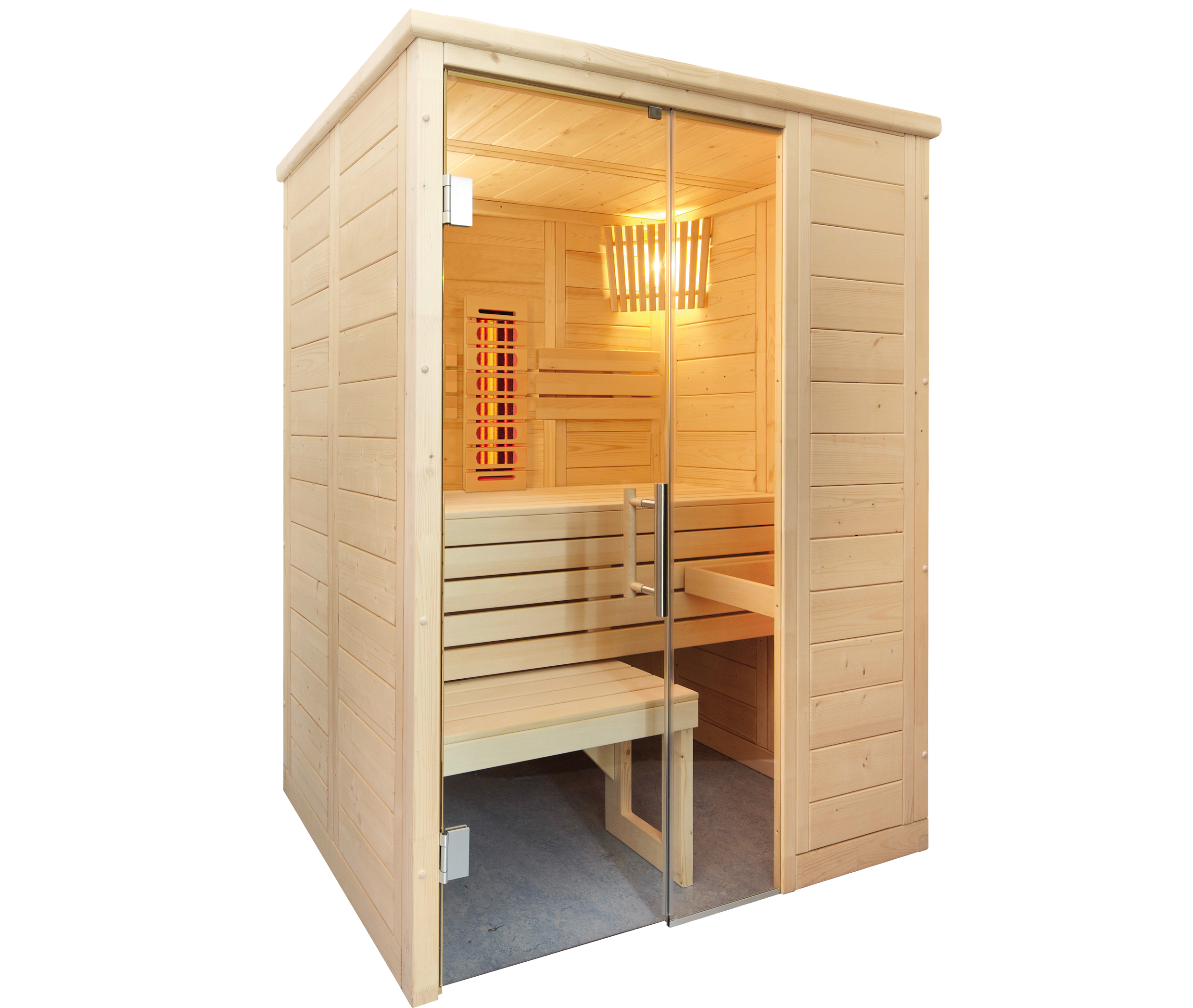 Harvia Alaska Mini Infra+ | Massivsauna Infrarot Fichtenholz Innensauna Bausatz | 160 x 110 x 204 cm (B/T/H)
