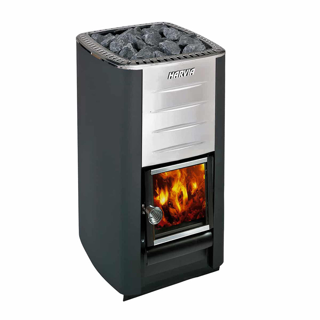 Harvia M3 | Saunakachel hout complete set inclusief schoorsteenset naar keuze + 20 kg originele wellmia® saunastenen 5-10 cm | 16,5 kW