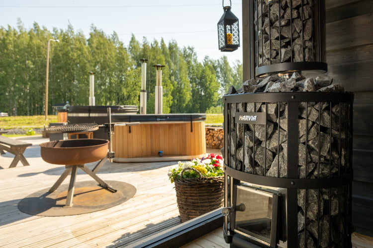 Harvia Legende 240 | Saunakachel hout complete set inclusief schoorsteenset naar keuze + BimSchV niveau 2 + 200 kg originele wellmia® saunastenen 5-10 cm | 21 kW