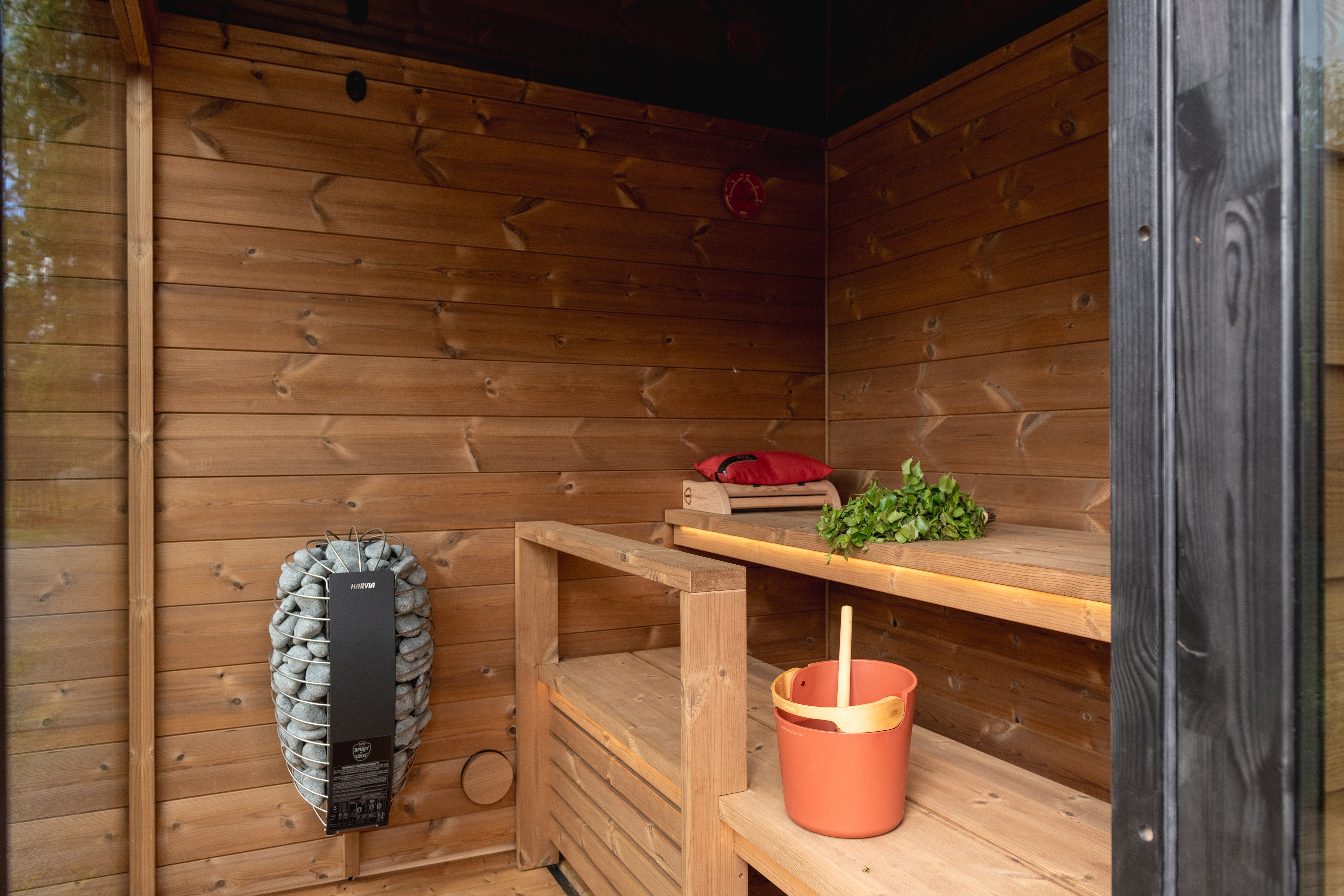 Harvia x Kirami FinVision Sauna M Dawn inkl. Harvia Spirit XW 9 kW Elektroofenset
