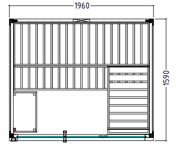 Harvia Familie Medium | Binnensauna-kit van sparrenhout | 196 x 159 x 204 cm (B/D/H)