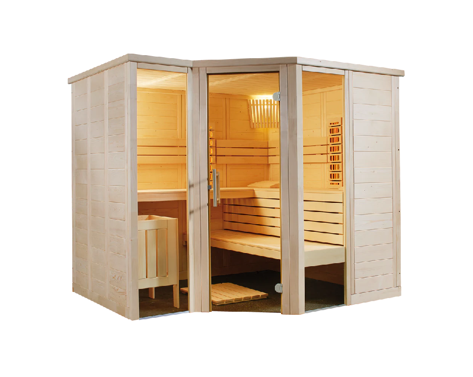 Harvia Arktis Infra+ | Massivsauna Infrarot Fichtenholz Innensauna Bausatz | 232 x 206 x 204 cm (B/T/H)