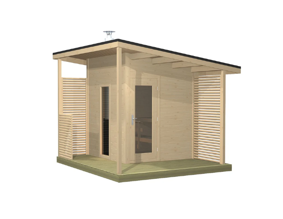 Harvia Solide Compact | Außensauna Fichtenholz Bausatz | 283,5 x 321 x 270 cm | SLDC01PS