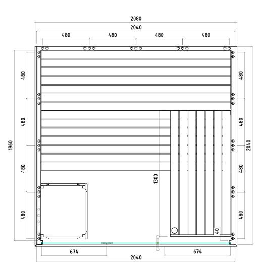 Harvia Alaska Uitzicht | Binnensauna-bouwpakket van massief sparrenhout | 208 x 206 x 204 cm (B/D/H)