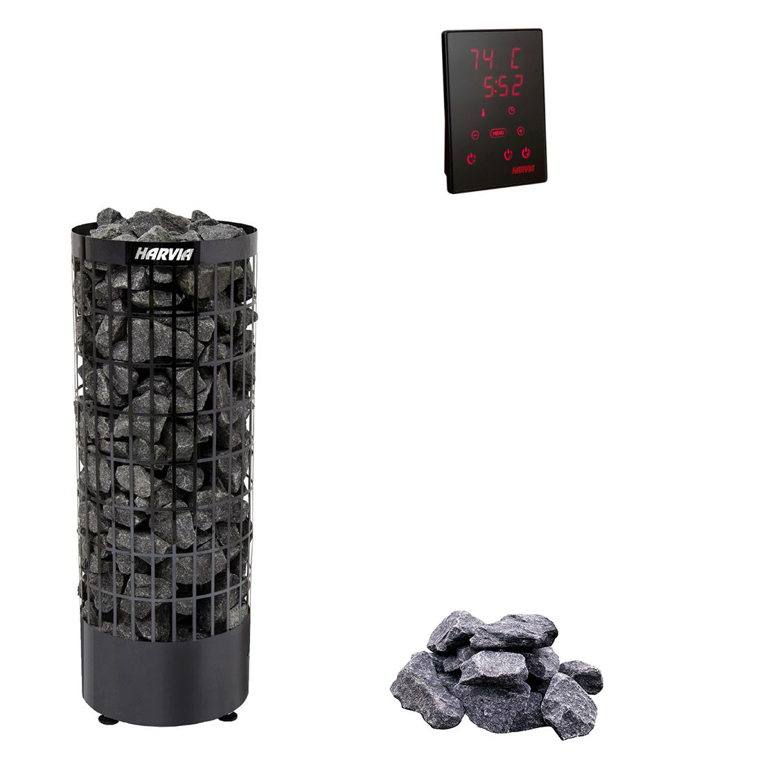 Harvia Cilindro E | Elektro Saunaofen Set mit Harvia CX110 Bedienfeld + Saunasteine | 6,8 kW / 9 kW