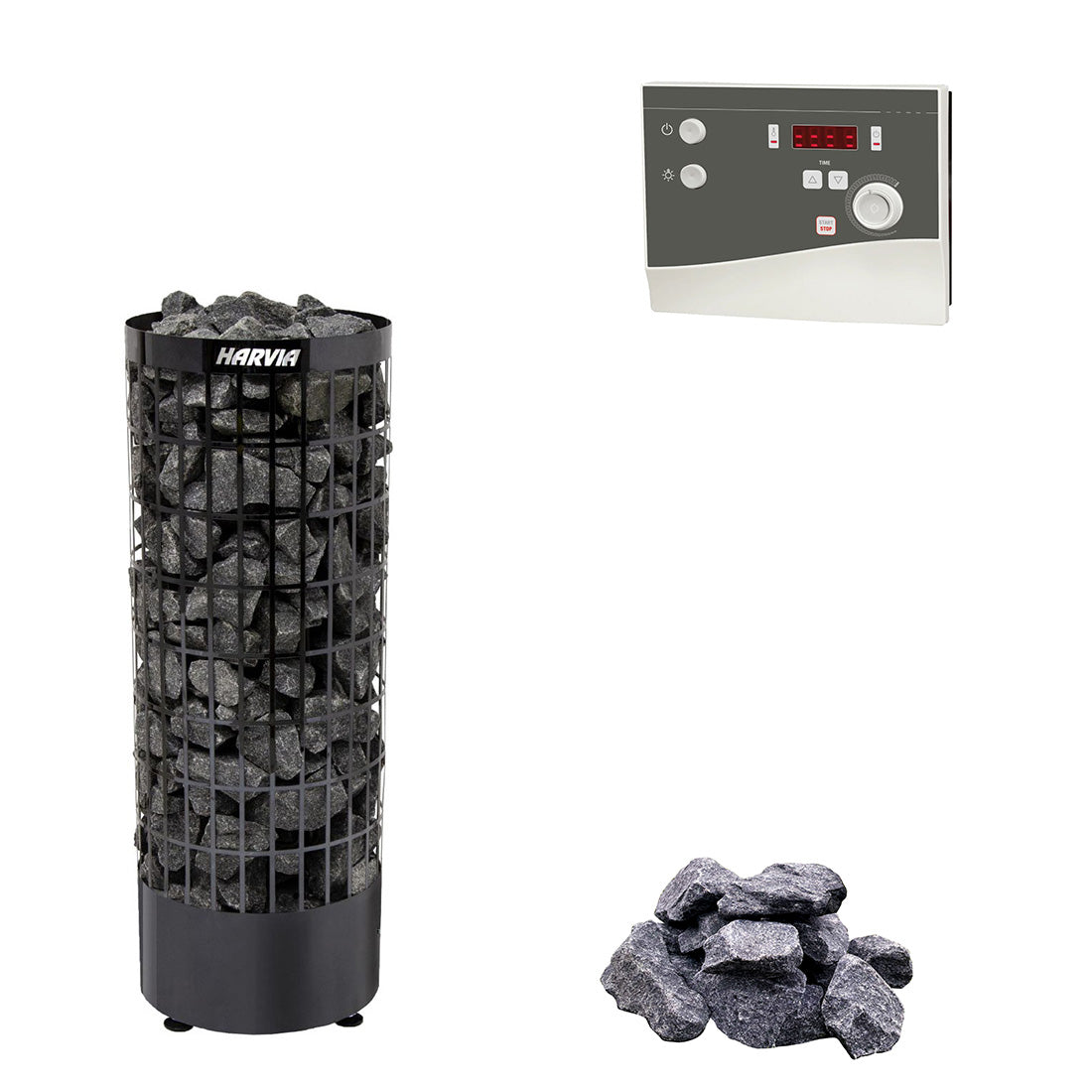 Harvia Cilindro E | Elektrische saunakachelset met sentiotec K4 Next saunabesturing + saunastenen | 6,8 kW / 9 kW